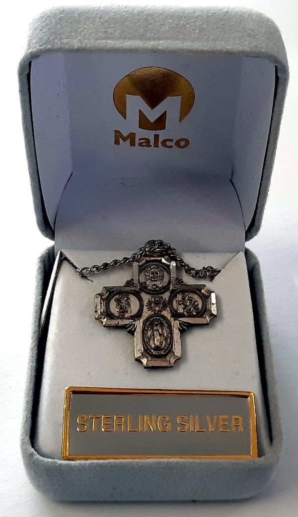 Four Way Cross Medal Sterling Silver Medal